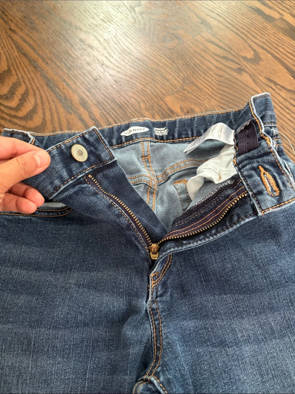 NWT Old Navy kids Dark Blue Straight Jeans sz12 adjustable waist